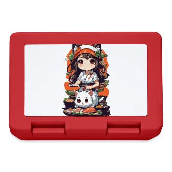 Kawaii Anime Sushi Kemomimi Master avec chat - Boîte à goûter - rouge - Devant