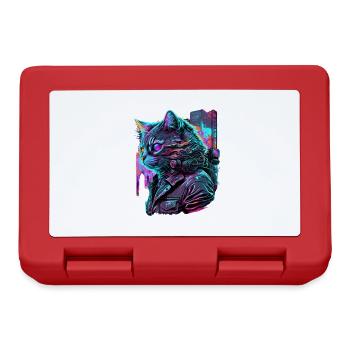 Synthwave Cat Cats 80s Cadeau - Boîte à goûter - rouge - Devant