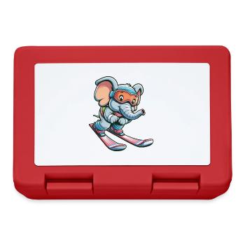Éléphant mignon sur les skis - Dans l’attente de - Boîte à goûter - rouge - Devant