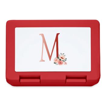 Buchstabe M mit Blumen - Brotdose - Rot - Vorne