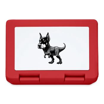 trex dino tyrannosaurus hund dobermann fusion tier - Brotdose - Rot - Vorne