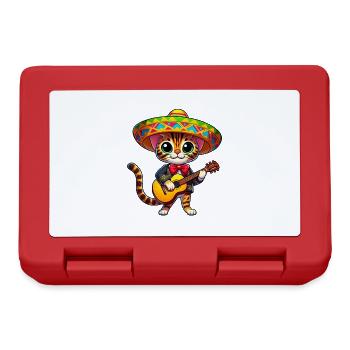 Bengalkatze Feiert Cinco de Mayo als Mariachi - Brotdose - Rot - Vorne