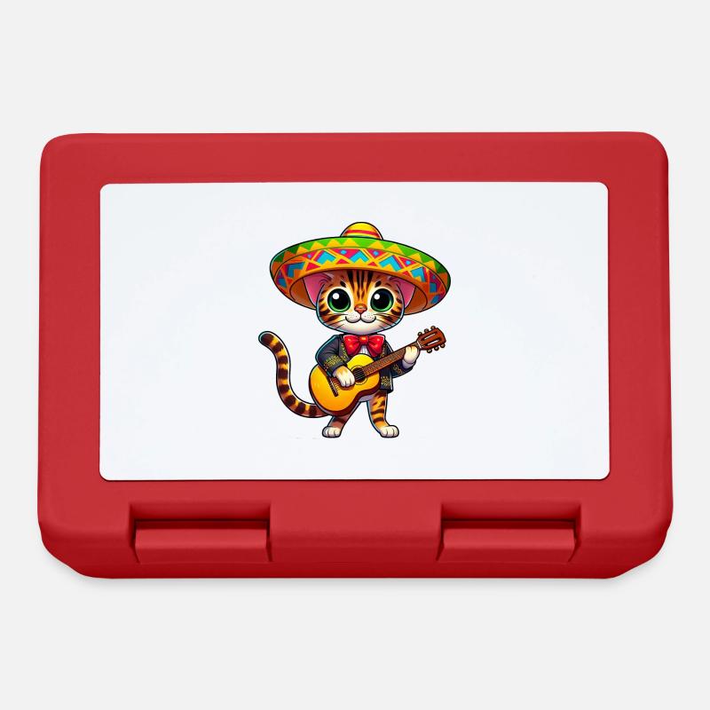 Bengalkatze Feiert Cinco de Mayo als Mariachi - Brotdose - Rot