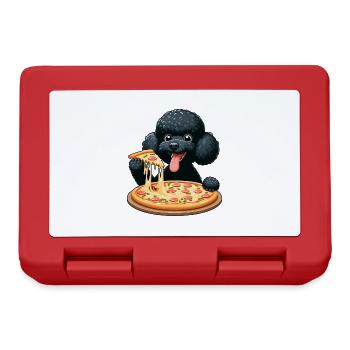 Comic Poodle with Pizza - Lunchbox - red - Front