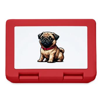 Geometrische Mopsdesign Hund Polygon Kunst - Brotdose - Rot - Vorne