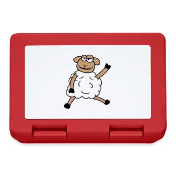 sheep sitting waving greeting happy smiling cool - Lunchbox - red - Front