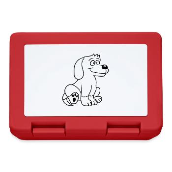 chien assis mignon petit chiot heureux animal de compagnie - Boîte à goûter - rouge - Devant