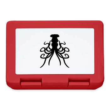Oktopus Kraken Tintenfisch Kopffüßer Silhouette - Brotdose - Rot - Vorne