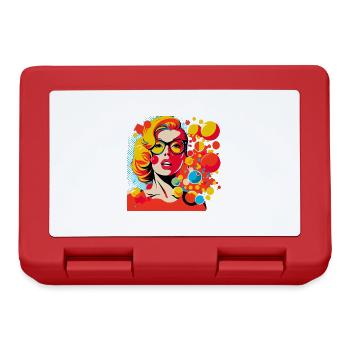 Retro Pop Art Woman with glasses and colorful dots - Lunchbox - red - Front