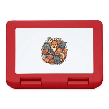 Funny animals, cute kids animal motif - Lunchbox - red - Front