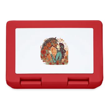 Beau motif de cheval bohème avec femme / fille - Boîte à goûter - rouge - Devant