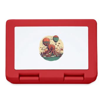 Surrealistisches Motiv, Oktopus Insel mit Ballons - Brotdose - Rot - Vorne