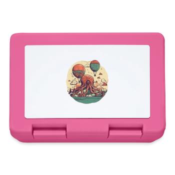 Surrealistisches Motiv, Oktopus Insel mit Ballons - Brotdose - Pink - Vorne