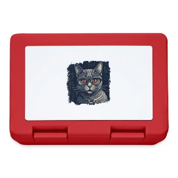 Nerdy cat with glasses and orange eyes - Lunchbox - red - Front
