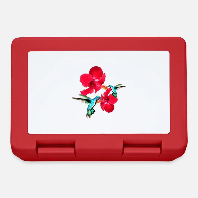 Kolibri,vogel, hibiskus,lotusblüte, blumen - Brotdose - Rot