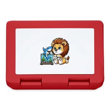 Lion in the Aquarium: Fish & Shark - Lunchbox - red - Front