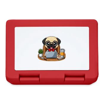 Hund Mops CEO Chef Teamleiter Kaffee Büro - Brotdose - Rot - Vorne