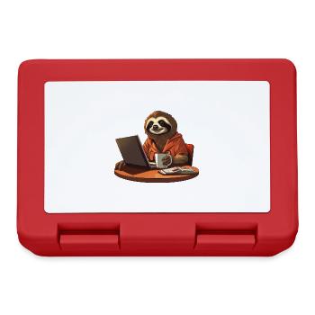 Sloth CEO - Relaxed Chef with Coffee and Lap - Lunchbox - red - Front