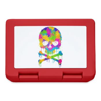 Trendy & Cool Abstrakt Graffiti Skull / Totenkopf - Brotdose - Rot - Vorne