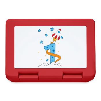 1st Birthday Baby Child Rocket - Lunchbox - red - Front
