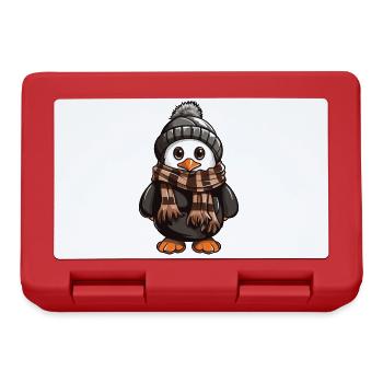 Penguin Cute Winter Comic - Lunchbox - red - Front