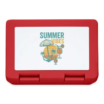 Summery Beach and Drink Motif - Lunchbox - red - Front