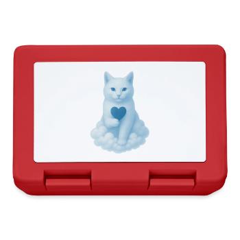 Heart cat in cloud blue - Lunchbox - red - Front