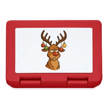 Festliches Cartoon Rentier Ornament - Brotdose - Rot - Vorne