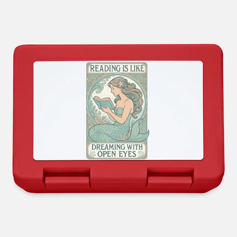 Mermaid Mermaid Reading Dreaming Books Gift - Lunchbox - red