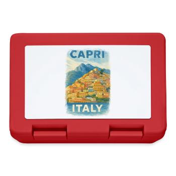 Capri Italien – Aquarell Reiseposter Mediterran - Brotdose - Rot - Vorne