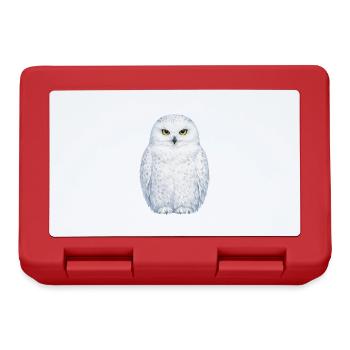 Watercolor snowy owl illustration - Lunchbox - red - Front