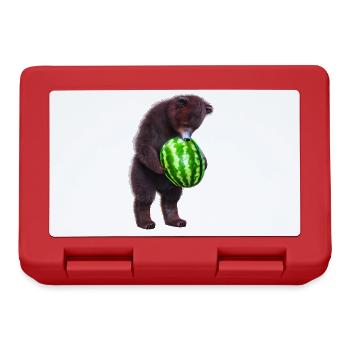 Bär mit Wassermelone - Brotdose - Rot - Vorne