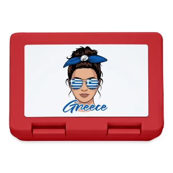 Fille Grecque Femme Drapeau Grèce - Boîte à goûter - rouge - Devant
