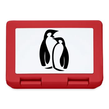 Couple de pingouins - maman et papa - pingouin - Boîte à goûter - rouge - Devant