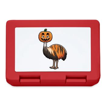 Halloween Oiseau Autruche Emu Citrouille Drôle Fantaisiste - Boîte à goûter - rouge - Devant