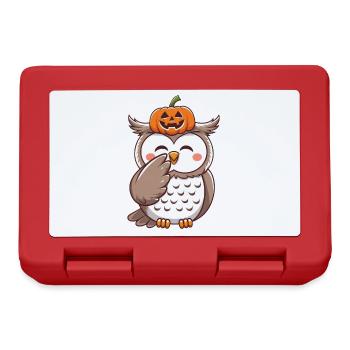 Cute Halloween Snow Owl Pumpkin October Cartoon - Lunchbox - red - Front