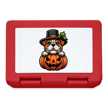 Halloween Bulldog Pumpkin Cartoon Cute - Lunchbox - red - Front