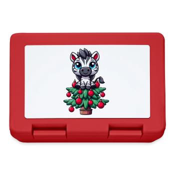 Lustiges Zebra Weihnachtsbaum Skurril Tannenbaum - Brotdose - Rot - Vorne