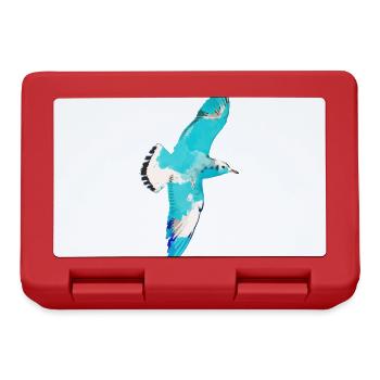 Mouette, illustration, vol, oiseaux, bleu, graffiti - Boîte à goûter - rouge - Devant