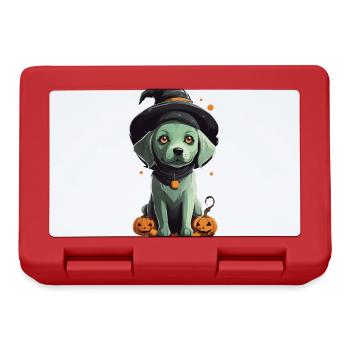 Süßer Halloween Hexen Hund Welpe Hunde Design - Brotdose - Rot - Vorne
