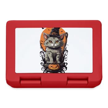 Süße Hexen Katze lustiges Halloween Zauber Design - Brotdose - Rot - Vorne
