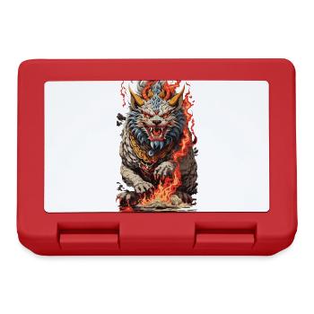 Feu Yokai Lion Vintage Ukiyo-e Art Style - Boîte à goûter - rouge - Devant
