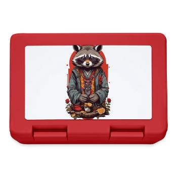 Glückbringender Waschbär Retro Japan Art Style - Brotdose - Rot - Vorne