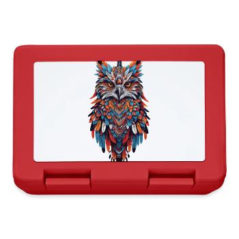 Eulen Mandala Spirit Tier Schamane Feder Design - Brotdose - Rot - Vorne