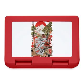 Ukiyo-E Sushi Design im Retro Vintage Stil - Brotdose - Rot - Vorne