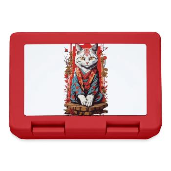 Japanische Ukiyo-E Katzen Geisha Kunst Design - Brotdose - Rot - Vorne