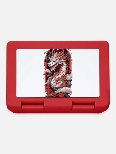Feuer Drache Japan Ukiyo-E Otaku Kunststil - Brotdose - Rot