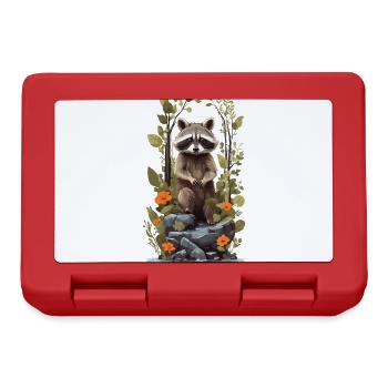 Cute Raccoon Goblincore Nature Illustration - Lunchbox - red - Front