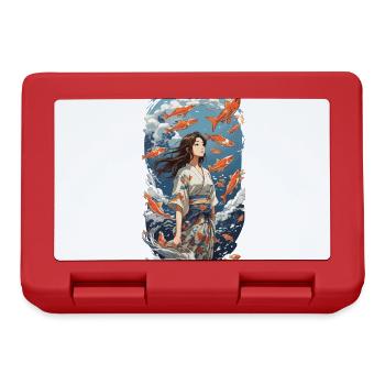 Japanische Ästhetik Kimono Koi Mädchen Design - Brotdose - Rot - Vorne