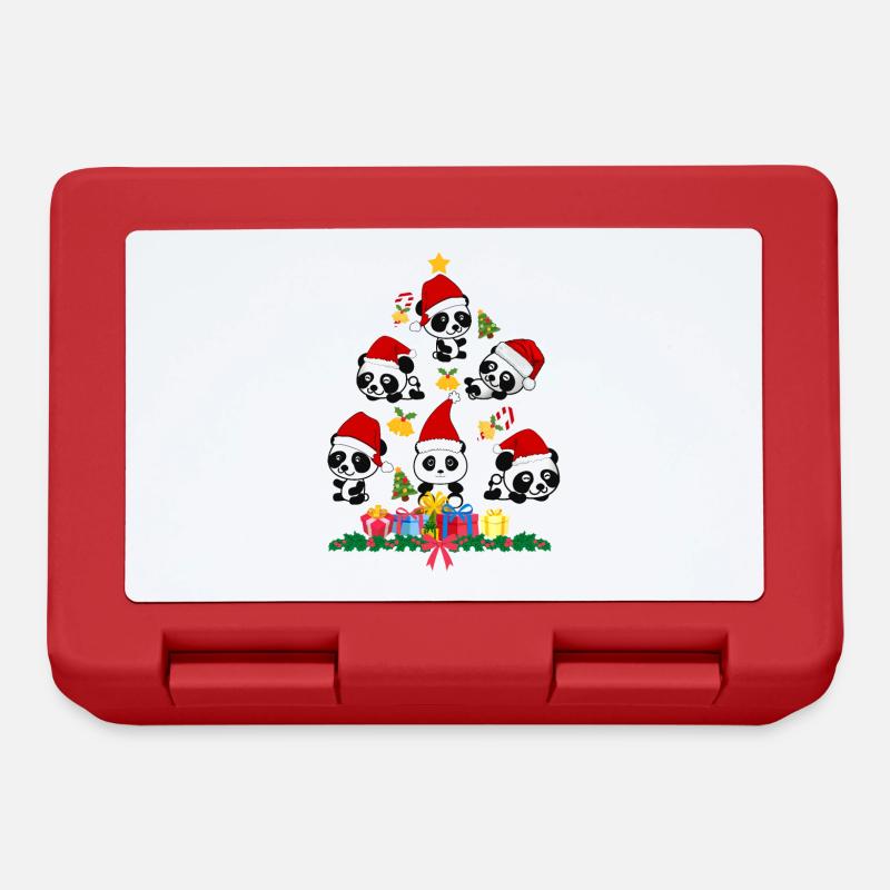 panda xmas. christmas gift - Lunchbox - red